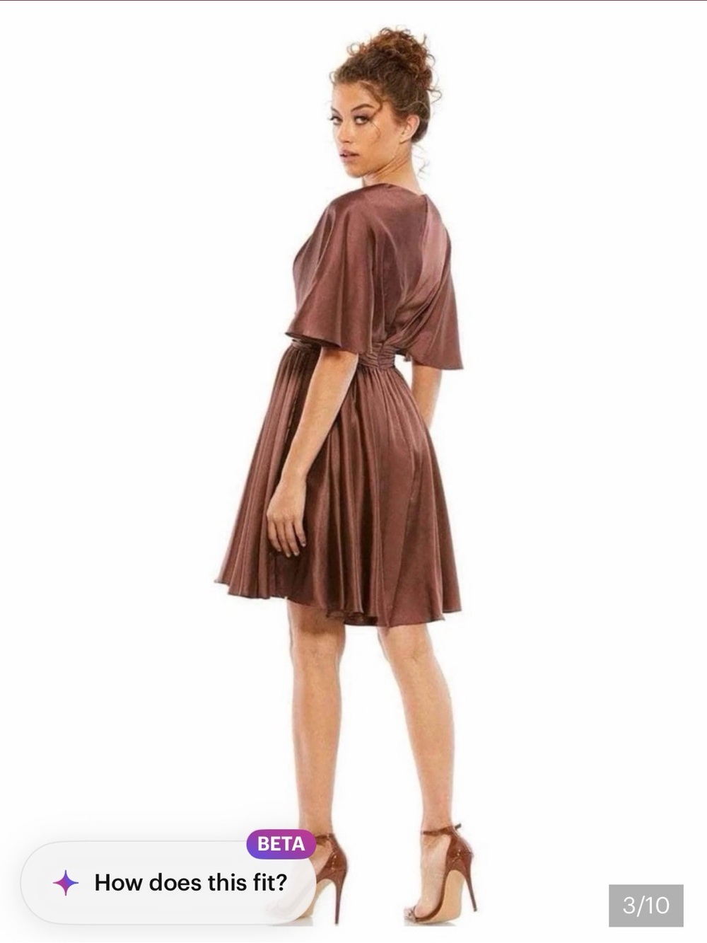 Mac Duggal 26605 Satin Flowy Cape Sleeve Mini Dress size 2